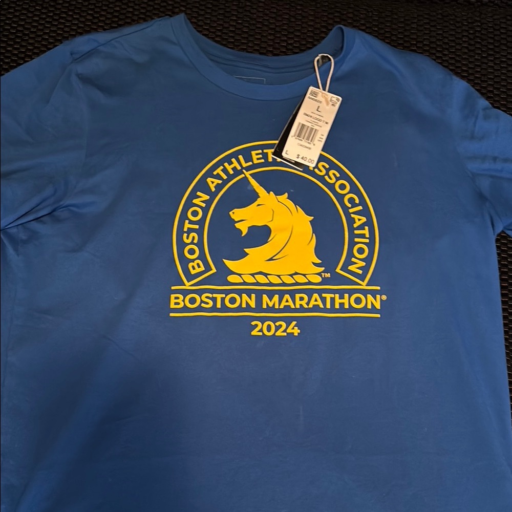 Adidas Blue and Yellow Boston Marathon Tee